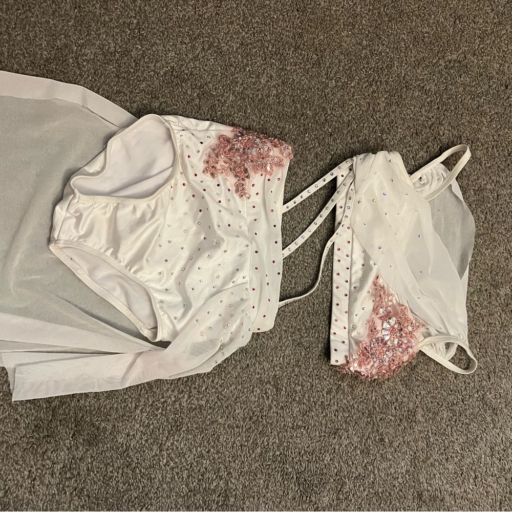 Weissman White and Pink Dance Costume-stones added